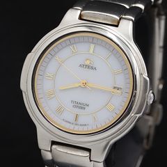 稼働品 CITIZEN シチズン アテッサ メンズ チタン 純正ベルト ローマン 