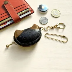 猫型コインケース　22さび猫/サビ［超ミニ,ねこ,小銭入れ,財布,レザー,キーホルダー,小物入れ,極小］琉七