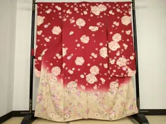 平和屋着物●豪華振袖　刺繍　雪輪花文　暈し染め　金糸　金彩　正絹　逸品　AAAT0901ck 