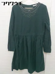 ◇ ehka sopo エヘカソポ 刺繍 長袖 膝丈 ワンピース サイズM グリーン レディース 【中古】 【1104300003842】