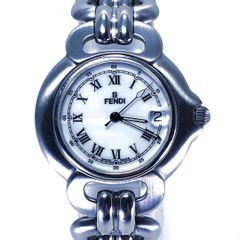 稼働品 FENDI 660L バングル レディース 腕時計 ホワイト文字盤 QZ