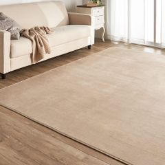 【送料無料】アイリスプラザ フランネルラグ ベージュ 200×300㎝ 滑り止め付き ラグ 洗える ラグカーペット マット カーペット対応 防ダニ フランネル さらフワ触感 おしゃれ 北欧 じゅうたん