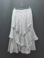 ◇ K 花柄 変形 単色 アシンメトリー 春物 ウエストゴム ロング ティアード スカート サイズF ホワイト レディース E  【1304050031700】