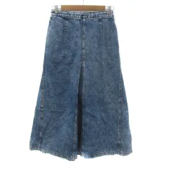 ニコアンド Niko and.. デニムスカート フレアスカート マキシ丈 ロング丈 ケミカルウォッシュ M 青 ブルー /YS28