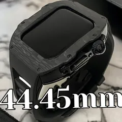 ブラック　アップルウォッチバンド ラバーベルト カバー　ステンレス Apple Watch ケース44mm 45mm 用ウルトラ　カーボン メンズ レディース