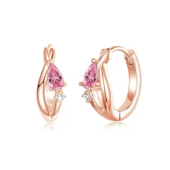 【新品】 PHNIBIRD ピンクトルマリン ピアス リング レディース 金属アレルギー対応 フープピアス つけっぱなし 10月誕生石 おしゃれ 普段使い シンプル 誕生日 記念日 プレゼント 0