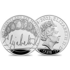 2022 エリザベス2世 女王の治世 慈善と後援 5ポンドプルーフ銀貨　新品