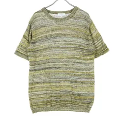 BEAUTY＆YOUTH ビューティーアンドユース 総柄 半袖 サマー ニット M イエロー系 ユナイテッドアローズ メンズ 古着