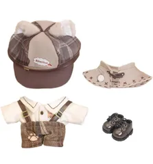 ★niannyyhouse　10cm 15cm 20cm ぬいぐるみ 服　帽子　ワイシャツ　吊りズボン　ショール　ベスト　革靴　ヴィンテージ探偵スーツ　綿人形　着せ替え　アクセサリー (10cm)