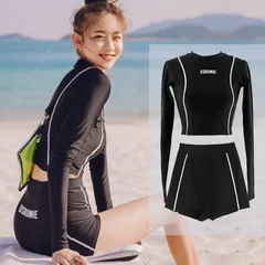水着 体型カバー ラッシュガード レディース 上下セット フィットネス水着 ママ 30代 可愛い 韓国 大きいサイズ ノンワイヤー 紫外線対策 UV対策xiaoshu31のサムネイル