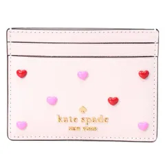 ケイトスペード カードケース katespade レザー ハート スタッズ マディソン スモール スリム カードホルダー 名刺入れ 定期入れ パスケース 専用BOX付き パウダードシュガー KK200