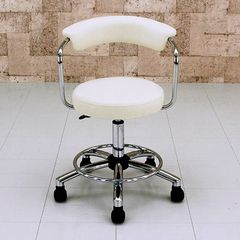 キャスター付き　回転チェア　カットチェア　デスクチェア　ワークチェア　昇降　移動らくらく　コロコロ　PUレザー　合皮　ホワイト(WH)　(S140)H-1080WH▲(2)デザインチェア　ホワイト