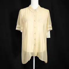 #snc インポートロッサ import Rossa ブラウス 42 ベージュ シフォン シースルー レース 薄手 半袖 チュニック レディース [930582]