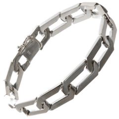 喜平ブレスレット 18金 メンズ K18WG ホワイトゴールド 地金 19cm チェーンブレスレット 幅広 日本製 刻印入り