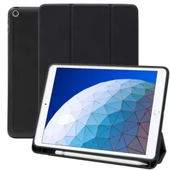 【新品】 MS factory iPad Air 2019 用 ケース Apple Pencil 収納 耐衝撃 カバー Air3 10.5 アイパッド エアー 第3世代 ipadair 10.5インチ スマートカバー ソフト TPU オートスリープ ブラッ 0