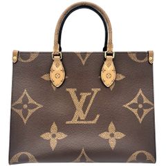 ルイヴィトン 2WAY レディース オンザゴーMM ハンドバッグ トートバッグ 肩掛け かばん 鞄 LOUIS VUITTON M45321 モノグラムジャイアント モノグラム・リバース ブラウン 茶 ゴールド金具 美品【中古品】