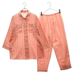 Christian Dior (クリスチャンディオール) VINTAGE ヴィンテージ ポリエステル ストライプ 総柄 長袖 シャツ リラックス パンツ パジャマ セットアップ ピンク レディースのサムネイル