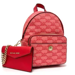 マイケルコース メイジー Maisie リュック バックパック デイパック レッド ダークサングリア 赤 red ゴールド 金 gold PVC レザー 革 ポーチ付 チェーン 新品未使用 MICHAEL KORS
