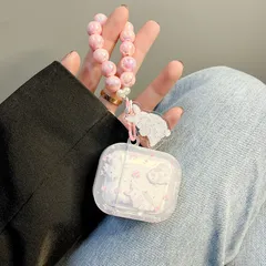 AirPods 第1世代 第2世代 第3世代 AirPods pro AirPodspro2 カラビナ付き TPUケース カバー 韓国 かわいい おしゃれ うさぎ ウサギ 動物 衝撃吸収 ソフトケース チェーン付き エアポッズケース