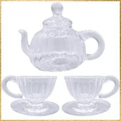 ☆彡送料無料でお届け☆彡Color:3点セット AhhYouMe ミニチュア ポット ティーカップ ソーサー 透明 インテリア 食器 キッチン ドールハウス 雑貨 置物 食事 ガラス 3点セット