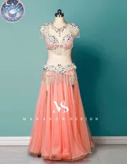 新品 未使用 新作 ベリーダンス衣装 オリエンタル衣装 ブラ+スカート 豪華 オーダーメイド