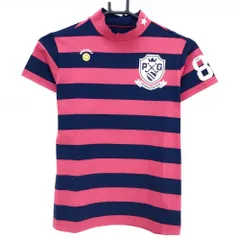 パーリーゲイツ 半袖ハイネックシャツ レッド×ネイビー ボーダー レディース 1(M) ゴルフウェア PEARLY GATES