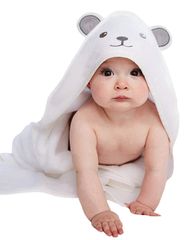 HIPHOP PANDA フード付きタオル 竹製レーヨン クマの耳付きバスタオル 新生児 赤ちゃん 幼児 乳児用 吸収性 大型 ベビータオル くま 76.2x76.2cm 30 x 30インチ ベビーバスローブ ベビーバスローブ