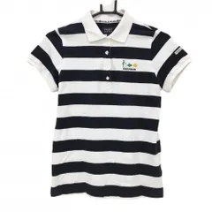 ★SALE価格★パーリーゲイツ 半袖ポロシャツ ネイビー×白 太ボーダー ニコちゃん スマイル 30周年 レディース 1(M) ゴルフウェア PEARLY GATES