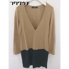 ◇ PREMIUM by VICKY スパンコール Vネック 長袖 ミニ ワンピース サイズ2 ブラウン ブラック レディース  【1109010004011】