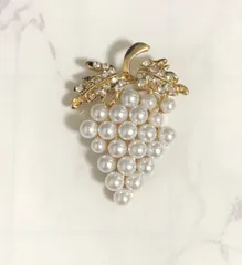 人気 ブドウ パール ブローチ ゴールド シルバー