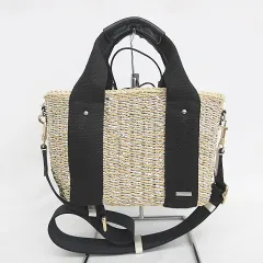 ニコアンド Niko and.. ショルダーバッグ ハンドバッグ かごバッグ 巾着 2way 編み込み ロゴ ベージュ シルバー ブラック 黒のサムネイル