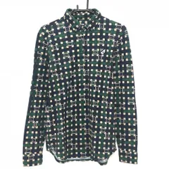 ジャックバニー 長袖ポロシャツ グリーン×ネイビー ベルト柄 メンズ 5(L) ゴルフウェア Jack Bunny