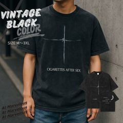 Tシャツ 半袖 綿 ビンテージ ヴィンテージ モノクロ 英字ロゴ メンズ 韓国ファッション モード系 ストリート ロックバンド プリント アート 夏