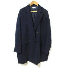 美品 21SS COLUMN コラム アセテートオーバーサイズ ダブルチェスターコート サイズ38 ネイビー レディース 古着 中古 USED