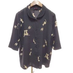 ♤♥♧♢Parkes 猫刺繍柄バンドカラーシャツ ブラック M - メルカリ