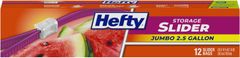 Hefty Slider 密封収納袋 Storage Bags, Jumbo, 12 Count Packaging May Vary by Hefty ジップロック バッグ 箱なし
