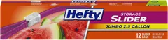 Hefty Slider 密封収納袋 Storage Bags, Jumbo, 12 Count Packaging May Vary by Hefty ジップロック バッグ 箱なし