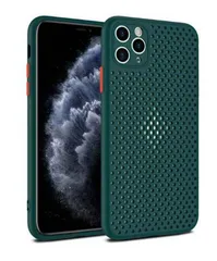 iphone ケース メッシュケース 軽量薄型 耐衝撃性 通気性バツグン 通気性 ゲーム用 軽量 薄型 衝撃吸収 保護 iPhoneケース おしゃれ 韓国 デザイン ソフトケース スマホケース  （ダークグリーン iPhone 7 8 SE 11系 12系）
