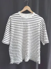 ◇ ⊂ RUUBON ルーボン ボーダー ビッグシルエット 半袖 Tシャツ カットソー サイズM ホワイト ブラック メンズ E  【1409250036842】