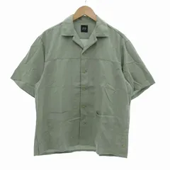 グリーンレーベルリラクシング ユナイテッドアローズ green label relaxing GLR ブッチャー 半袖 シャツ リネン混 S グリーン 3216-199-1532 /UO