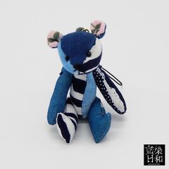 藍染テディベアストラップ