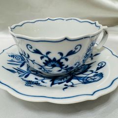 A【ヴィンテージ】meissen マイセン ブルーオニオン カップアンドソーサ 1客  ティーカップ ホワイト ブルー  オシャレ 上品  ブランド 食器