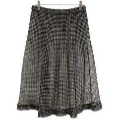 オブリ　ロングスカート　ブロックチェック　シアー　ティアード　S相当　美品 オブリ ロングスカート ブロックチェック シアー ティアード S