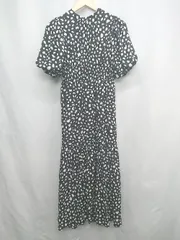 ◇ ⊂ MERCURYDUO マーキュリーデュオ ドット柄 半袖 ロング丈 ワンピース サイズM ブラック ホワイト レディース E  【1504210011324】