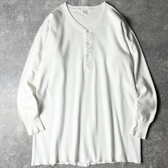 50s BODYGARD ヘンリーネック コットン リブ編み 長袖 Tシャツ 46 / 50年代 ビンテージ 無地 サーマル ロンT 白 ホワイト