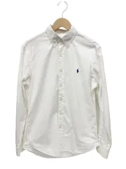 RALPH LAUREN (ラルフローレン) SLIM FIT ボタンダウンシャツ 長袖ホワイトシャツ ワンポイント刺しゅう 古着 Ｍ 白 メンズ/028