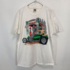 【古着】フルーツオブザルーム ロフティーズ ビッグプリント オートモビル Tシャツ