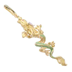 ペンダントトップ メンズ K18 18金 イエローゴールド プラチナ 喜平用 メンズペンダントトップ 龍 ドラゴン ルチルクォーツ ルビー エメラルド ダイヤモンド ペンダントヘッド 喜平トップ ヘッド Pt950 【アクセサリーマート/メルカリShops店】