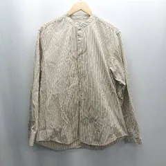 ◇ ⊂ Φ JOURNAL STANDARD ストライプ柄 長袖 スタンドカラーシャツ サイズL ベージュ系 レディース E  【1412260005043】