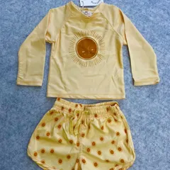 男の子用水着　紫外線カット　オレンジイエロー  太陽イラスト サイズ90　0725-08